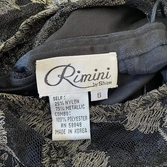 Vintage 1980s Column Dress Sheer Floral Overlay Black Slip Metallic Gold Black 6 - Picture 4 of 9